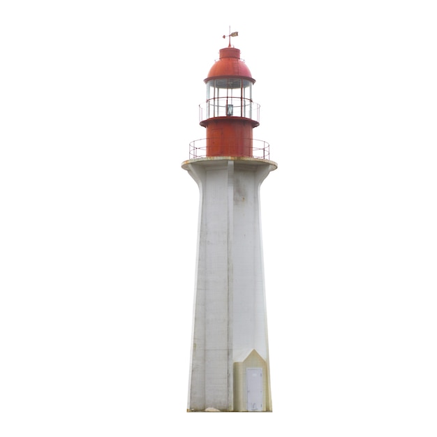 Farol com topo vermelho isolado no fundo branco