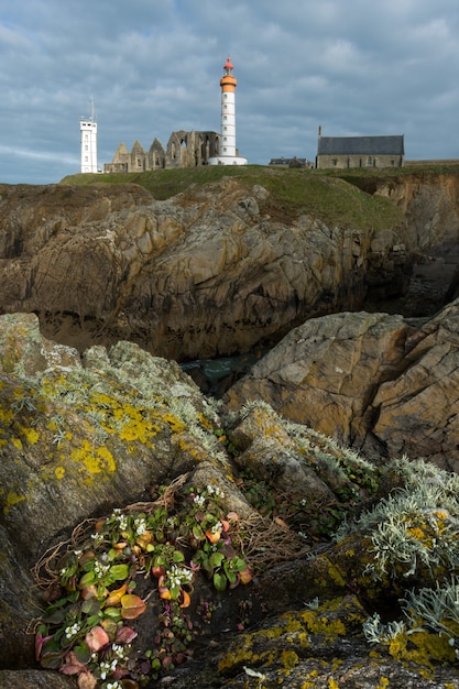 Farol, de, pointe, são, Mathieu, em, Plougonvelin, brittany, frança