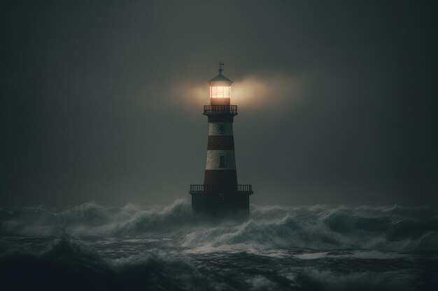 Foto farol em um mar tempestuoso rede neural ai gerada