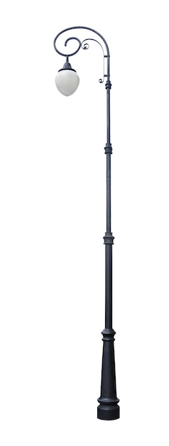 Farol de metal negro en estilo vintage con parte superior curva aislada en un elemento de diseño de fondo blanco