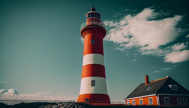 Farol na costa do Mar Báltico generative ai