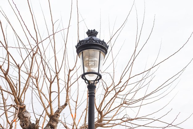 Farola al aire libre. Luz de calle antigua