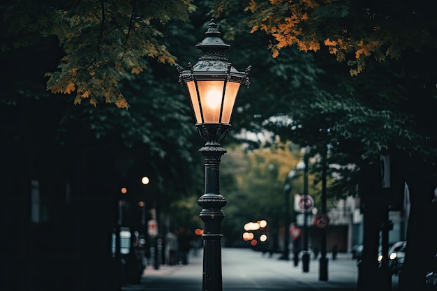 Una farola en la ciudad.