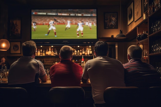 Fãs assistindo a rugby no bar