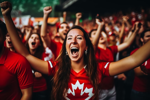 Fãs de futebol canadenses comemorando uma vitória