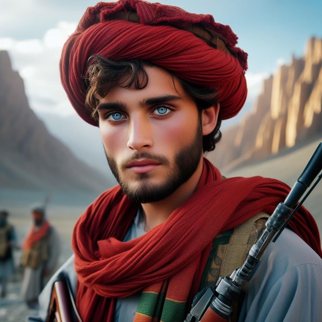 La fascinación de los afganos Pathaan explora la belleza encantadora de un individuo de ojos azules en el r