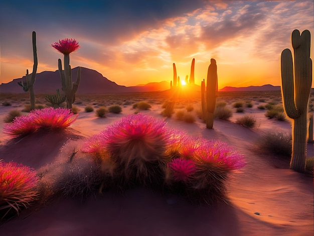 El fascinante amanecer revela intrincados patrones de huellas el paisaje del desierto generativo ai