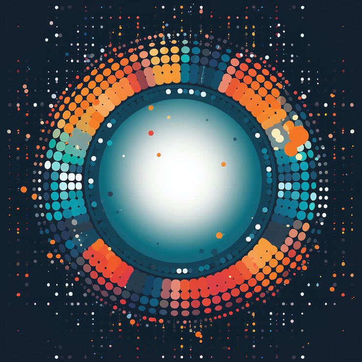 Foto un fascinante diseño vectorial abstracto con un vibrante patrón giratorio de puntos coloridos perfecto para fondos modernos de arte digital y proyectos de diseño gráfico