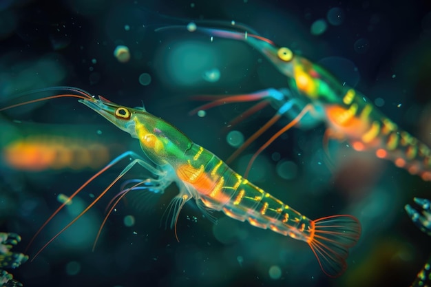 Una fascinante exhibición de krill bioluminescente iluminando las oscuras profundidades del océano