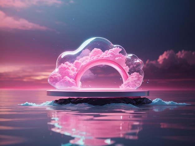 Fascinante fondo abstracto de renderizado 3D con nube rosa