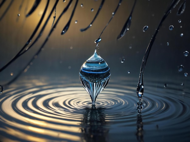 Foto una fascinante fotografía que muestra una sola gota de agua en un día lluvioso