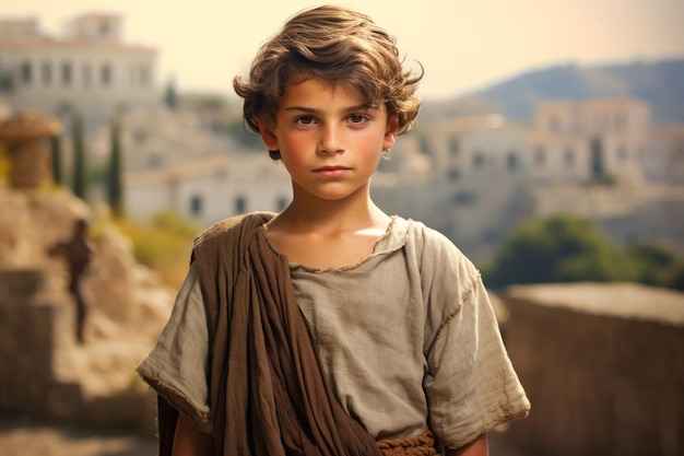 Fascinante menino criança antiga cidade grega gerar Ai