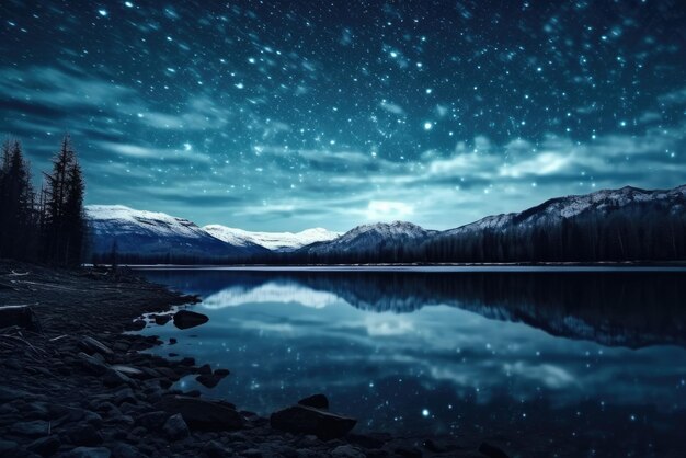 un fascinante reflejo del cielo nocturno sobre el agua