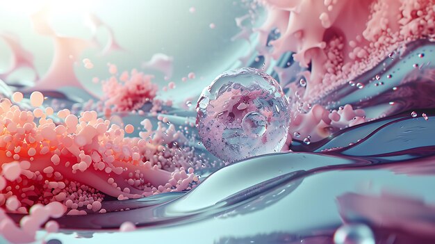 Un fascinante renderizado abstracto en 3D lleno de energía creativa y colores vibrantes