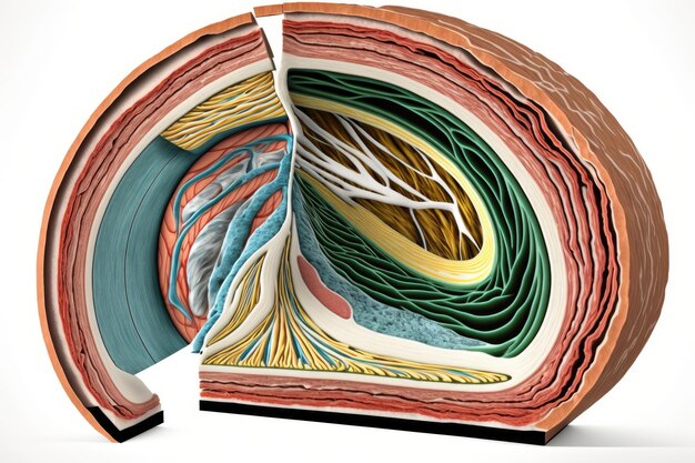 Fasern und Muskelquerschnitt für das Training isoliert auf weißem Hintergrund, erstellt mit generativer KI