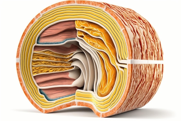 Fasern und Muskelquerschnitt für das Training isoliert auf weißem Hintergrund, erstellt mit generativer KI