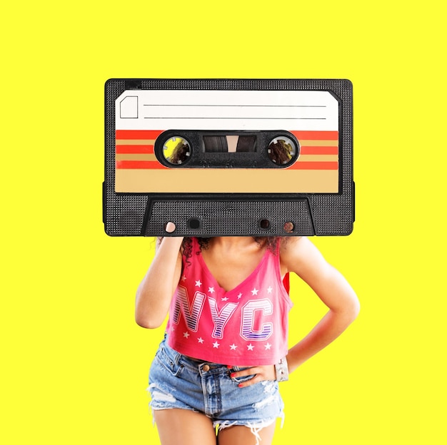 Foto fashion retro cassette minimal arte colagem