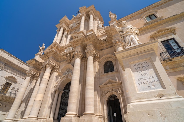 Foto fassade der kathedrale von syracuse, italien