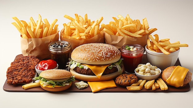 Fast Food 3D realistisches Render-Vektor-Icon-Set Pizza Taco Hamburger Pommes Kartoffeln Ramen Nudeln