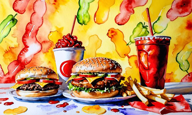 Fast-Food-Burger-Mischung Hintergrund gegrillter Burger-Burger in naher Nähe abstrakter Hintergrund