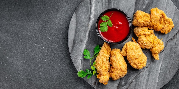 fast food chicken nuggets frittiertes geflügelfleisch mahlzeit essen snack auf dem tisch kopierraum essen