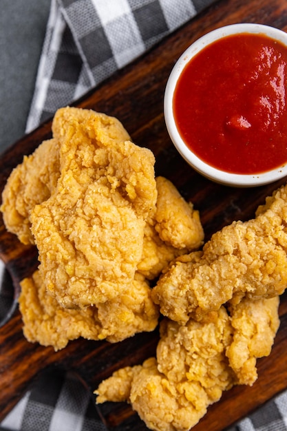 fast food chicken nuggets frittiertes geflügelfleisch mahlzeit essen snack auf dem tisch kopierraum essen