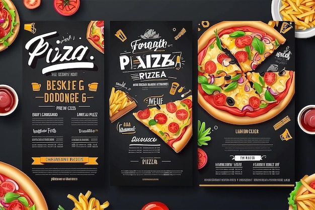 Foto fast food flyer design modelo de cozinha menu de restaurante comida encomenda pizza burger