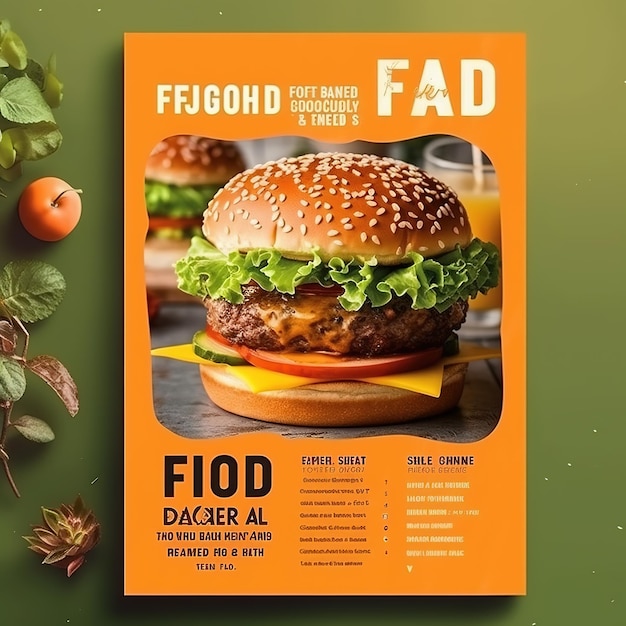 Fast-Food-Flyer-Plakat, Broschüre, Cover-Design-Layout-Vorlage im A4-Format, Ai-generiert