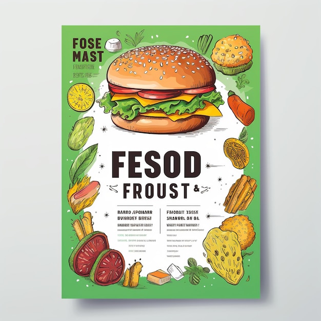 Foto fast-food-flyer-plakat, broschüre, cover-design-layout-vorlage im a4-format, ai-generiert