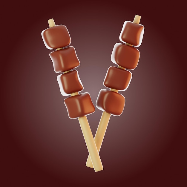 Foto fast-food-icon-konzept 3d-rendering satay-icon