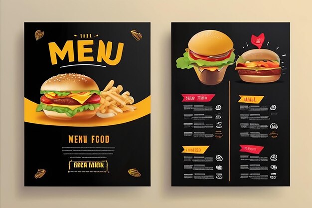 Fast-Food-Menü-Design-Vektor-Vorlage in A4-Größe Flyer-Banner und Layout Design Lebensmittelkonzept