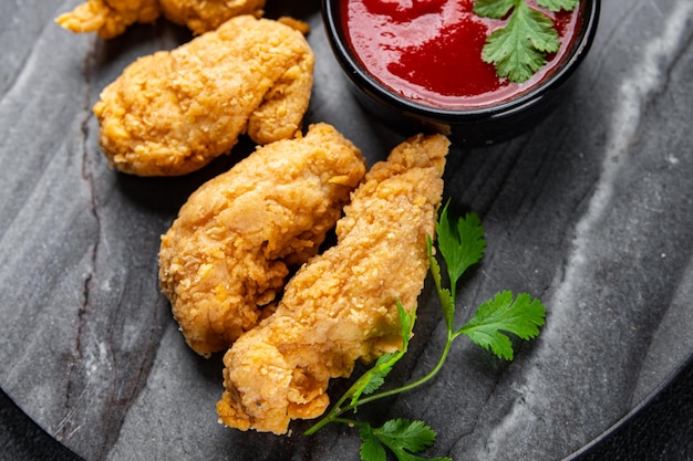 Fast food nuggets de frango frango frito refeição de carne comida lanche na mesa cópia espaço comida