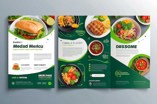 Foto fast-food-roll-up-banner-restaurant-menüvorlage designbroschüre vektorillustration