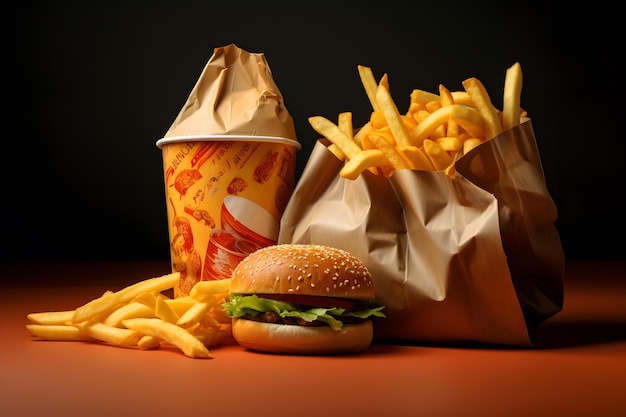 Fast-Food-Tasche mit Mahlzeit