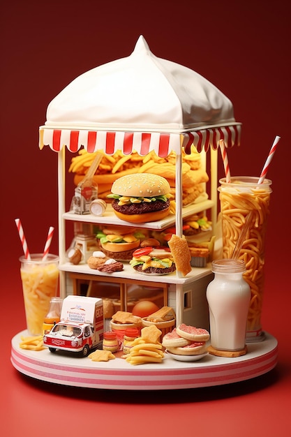 Fastfood 3D-Miniatur