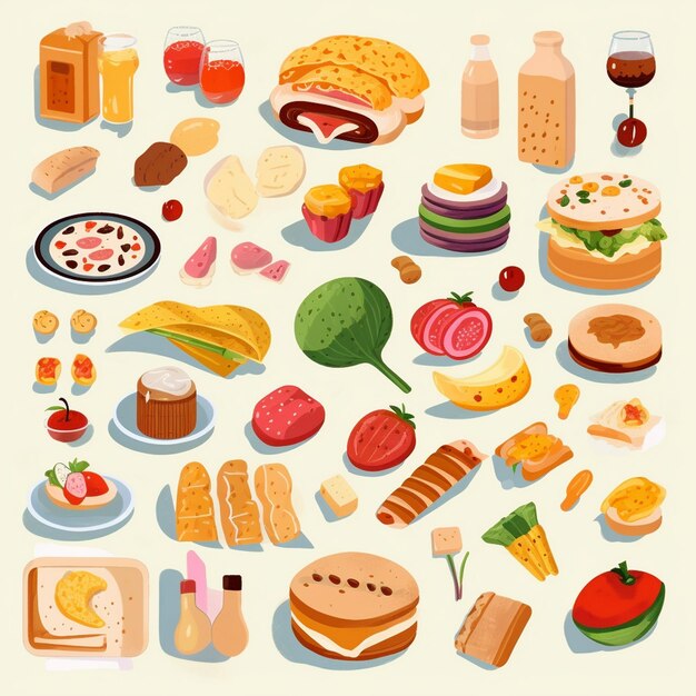 Foto fastfood-ikonen in 3d