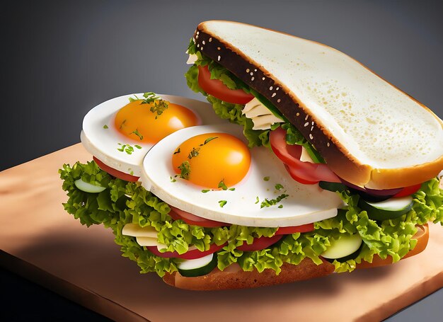Fastfood-Menü Essen Mittagessen Frühstück Brot Sandwich Gemüse und Ei