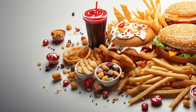 Fastfood- und Junkfood-Konzept auf weißem Hintergrund