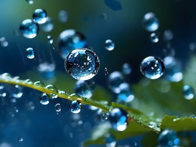 Faszinierende blaue Tröpfchen Ein faszinierender Wasserhintergrund