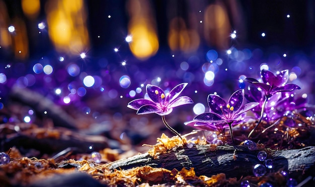 Faszinierende digitale lila Partikel Wellenlicht Abstract Hintergrund mit leuchtenden Punkten Sterne