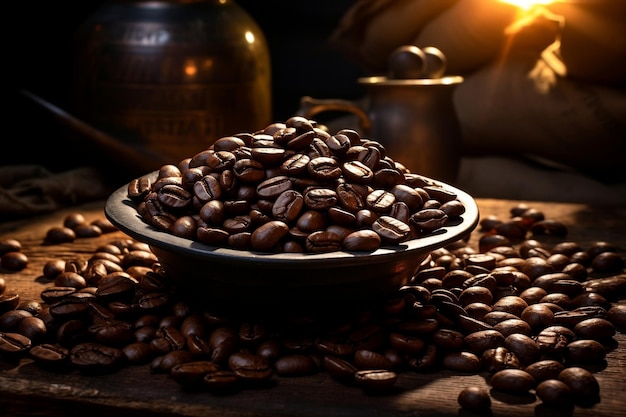 Faszinierende Kaffeebohnen in einer Nahaufnahme View Generative Ai