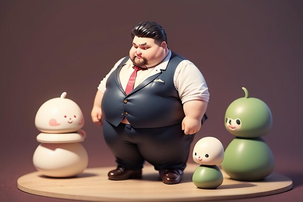 Foto fat boy cartoon charakter styling anime stil fat wallpaper hintergrund modell charakter rendering