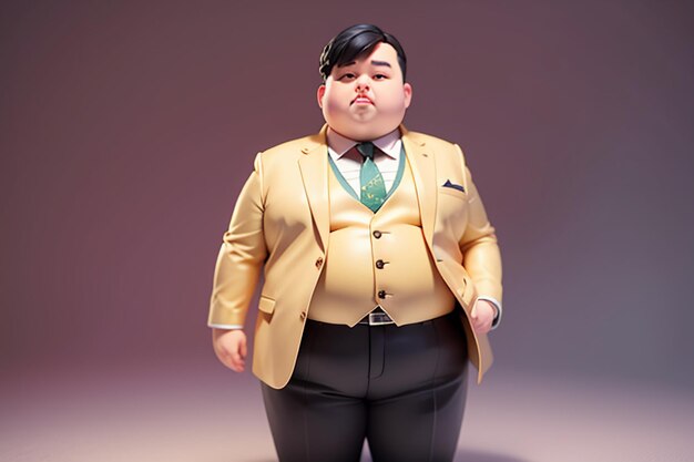 Foto fat boy cartoon charakter styling anime stil fat wallpaper hintergrund modell charakter rendering