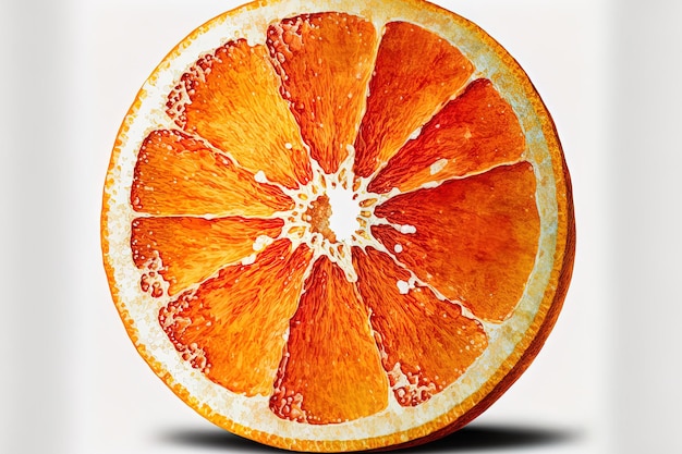 Fatia circular laranja em aquarela sozinha