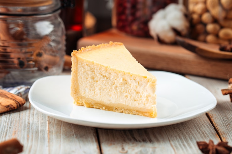 Foto fatia de cheesecake clássico de nova york
