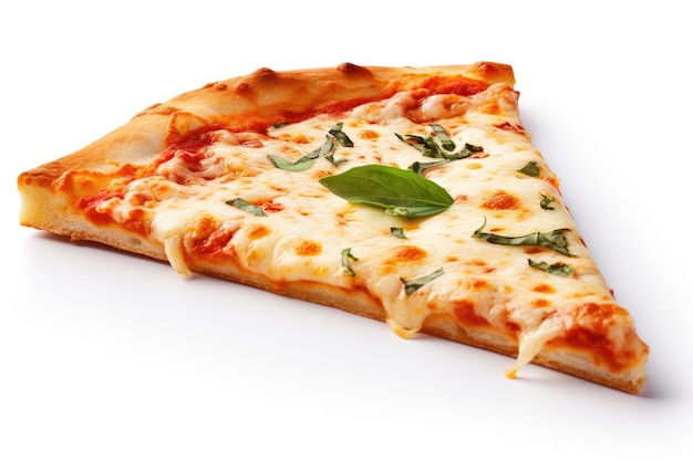 Fatia de deliciosa pizza fresca isolada em fundo branco