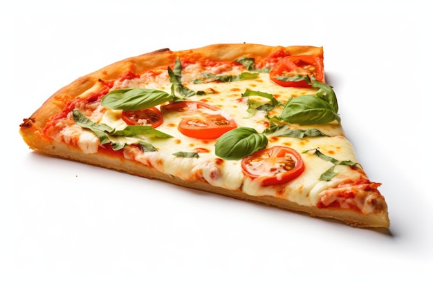 Fatia de deliciosa pizza fresca isolada em fundo branco