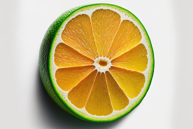Fatia de fundo branco de frutas cítricas limão isolado