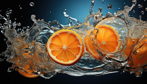 fatia de laranja na água