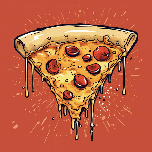 Foto fatia de pizza ao estilo de desenho animado